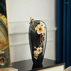 Wazony w sprzedaży lekkie luksusowe szkliwa w kolorze stopowym wazonom dekoracja salonu weranda Europejskie klasyczne wykwintne aranżacje kwiatowe