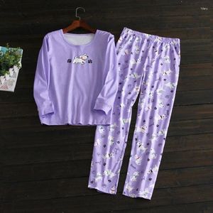 Abbigliamento da casa Donni carini cani stampati in pigiama set cotone maniche corte pigiami pantaloni da donna viola abbigliamento o collo morbido