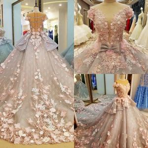 Zuhair Murad 2020 Vestidos de noite Lace Apliques 3D Minchações Prom Vestidos de baile Button Butter vestido de bola de ball