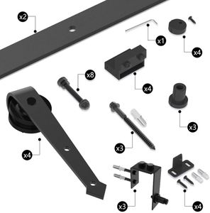 HACCER Arrow Shape 4-16FT Sliding Barn Door Hardware Kit Bypass Door Hardware for Interior Double Door 4-16FT