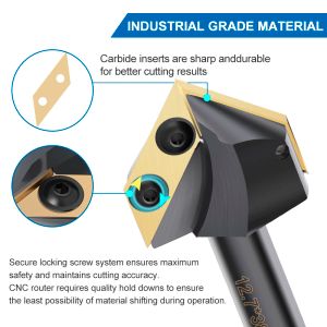 Cutter de moagem XCAN 90 120 graus V Router Bit Bit Inserir Planeador de Madeira Planeador V Slot Slot Bit de Gravura de Marcela 1/2 Shank