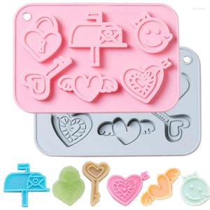 Baking molde a chave em forma de coração molde de silicone diy mini chocolate doce decoração de bolo epóxi fazendo o conjunto do dia dos namorados