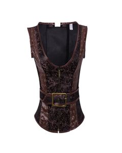 Corset 12 Steel Boned Korsett Steampunk Waistcoat Gothic Vest Faux Leather Jacket Party Costume For Women 89304625327