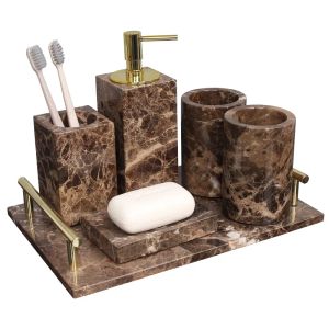 Marbles Bathroom Accessories Set Bath Toiletries Soap Dispenser/Dish Toothbrush Holder/Rack Gargle Cup Tissue Box Wedding Gifts