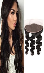Indian Raw Virgin Remy Hair 10A Wody Wave Lace Frontal 13x4 Fechamento com cabelos de bebê 5080gpiece 13x4 Frontals de renda1110683