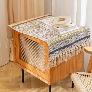 Table Cloth Cotton And Linen Tablecloth With Handmade Tassel Thread Woven Bedside Tea Flag Dining Cover Living Room Jacquard Floor Mat