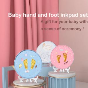 Baterias Kit de impressão na pegada de impressão à mão de bebê Handprint lama de bebê e pegadas de bebês lembranças de leu e mofo de bebê de cem dias