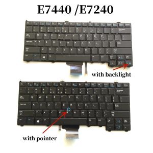 Teclados 100%novos ingleses para o teclado Dell Latitude E7240 E7440 NSKLDABC NSKLD0UC 115T5 NPR1D