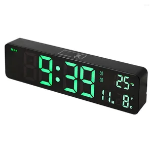 Wall Clocks 10 Inch LED Digital Alarm Clock Temperature Date Display Mounted Or Standing For Living Room Decoration Green