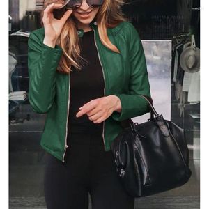 Women's Jackets Zipper Jacket Ladies Slim All-match PU Leather Coat Top Women Solid Color Cardigan Spring Autumn Oversized Stand Collar