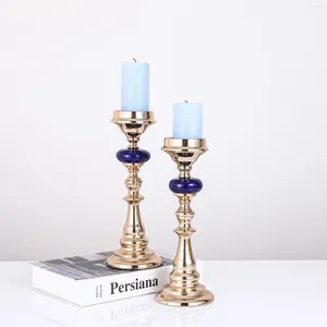 Titulares de vela European Crystal Basketball Single Head Home Decoration Witht Hound Candlestick Candelabro Mimbre