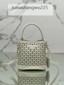 High quality 10A luxury Designer Handbag P Women's White Bag cowhide Hollow bucket Single shoulder Crossbody handbag