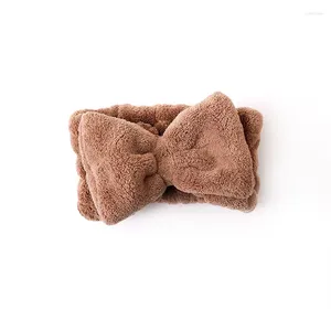 Towel Fashion Coral Fleece Sports Shower Headband With Cute Bow Hair Band Plush Face Wash Makeup Non-slip