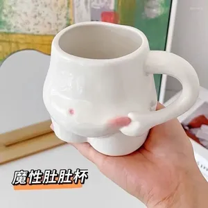 Mugs 320ML Creative Pinch Belly Cup Mug Ceramic Cute Coffee Milk Tea Water Cups Gift Porcelain Drinking