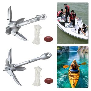 0.7/1.5KG Grapnel Anchor Folding Boat Anchor with 65ft Marine Rope and Buoy Marine Anchor for Kayaks Canoes Paddle Boards