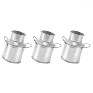 Vases 3 Pcs House Milk Jug Tin Bucket Miniature Accessory Small Iron Vase Bud Toy Room Tiny Accessories Flower Child