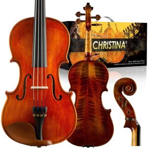Премиальная муза полноразмерная скрипка, расположенная в ельке с коробкой и дополнительными струнами - идеально подходит для начинающих, детей и взрослых - 4/4 размер