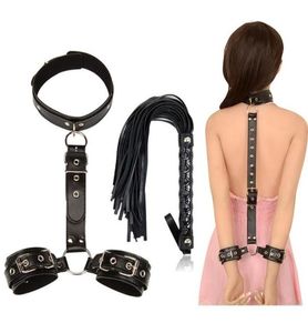 Massage Erotic Sex Toys Neck Collar Handcuff Whip för par kvinna och vuxen sexig spel bdsm bondage begränsningsrep exotisk accesso4143631