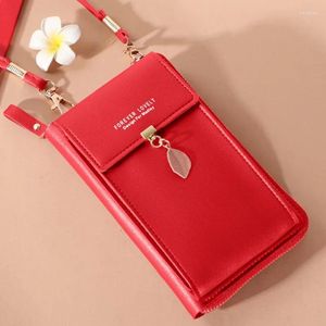 Omuz çantaları kadın telefon çantası basit çanta kadın mini cüzdan akıllı hafif rahat pu deri pürüzsüz crossbody