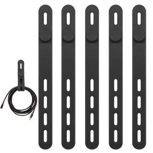 5pcs 15 cm de silicone Ties reutilizáveis Cable Cable Organizador de cabo 4 orifícios ajustáveis tiras embrulhas pacote de zíper