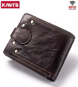 Kavis Genuine Cow Leather Male Wallet Men039S Purse Small RFID Couro Perse Mini Card Storage Walet Bag Hasp Coin Purse4794796