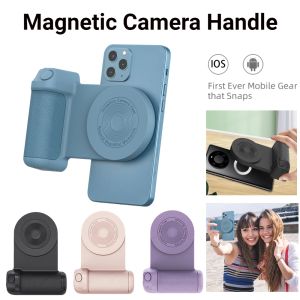 Pompe manico magnetico manico della fotocamera staffa Magsafe Desktop Caricatore wireless 3 in 1 Smart Bluetooth Handhell Antishie Selfie Stick