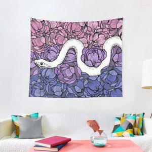 Tapissries Bisexual Pride Floral Snake Design Tapestry Bedroom Deco Eesthetic Decoration Mattan på väggen