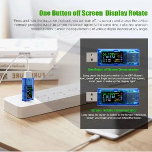 Gaqqee AT34 AT35 USB3.0 Colore LCD Voltmetro Voltmetro Ammentage Corrente Conter misura multimetro Carica batteria Banca di alimentazione USB Tester