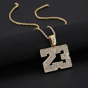 2024 designer hot selling hip-hop accessories with diamond inlaid basketball 23 pendant fashion unisex necklace for men and women