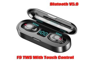 Беспроводные наушники Bluetooth v50 F9 TWS Hifi Stereo Learbuds Светодиодный дисплей Touch Control 2000mah