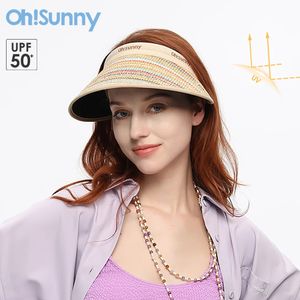 OHSUNNY SUN VISOR HATS UV Protection Fashion Women UPF50空のトップレインボーサンハット