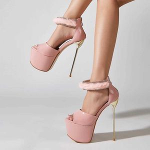Отсуть обувь Liyke Summer Fashion Crystal Faux Mear щинка щинка женская платформа сандалии сексуальные zip peep toe стриптизерши