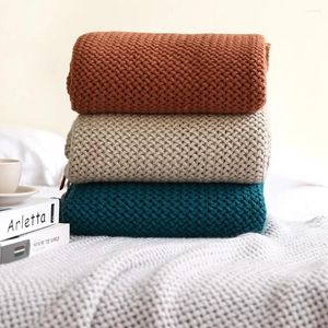 Blankets Nordic Style Sofa Blanket Knitted Cover Shawl Solid Color Bed End Towel Wool Sandhair Variety Of Colors