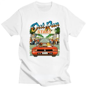 Japan Arcade Racing Video Game Out Run T Shirt Men Vintage 80s Console Gaming Tops Outrun Tshirt Casual Overized Tee