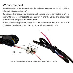 モーターサイクル3 in 1電圧メーター電子時計防水温度計LEDデジタルディスプレイ電子メーター