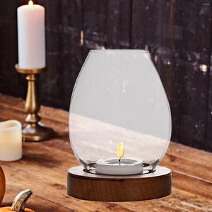 Titulares de vela de vidro transparente de vidro moderno à prova de vento Stands decorativos Tealight Stander para decorações de casa para desktop namoro