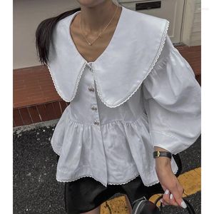 Blouses feminina Vintage Sweet Doll Pescoço Bow Bubble Slave Shirt