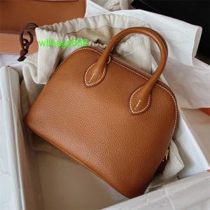 Bolide Leder Handtasche vertrauenswürdige Luxus Frauenbeutel reine handgefertigte Wachsfaden 2024 Neues Mini Ziegenleder Bowling Mini Shell Wrap Leder Handheld Cr Have Logo Hbx943