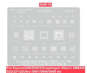 PhoneFix BGA Re-palla Stencil Sam1-17 per Samsung A /C Full Range Full Exynos CPU IC Chips Saldatura riparazione stagno Soldatura Net 0,12 mm