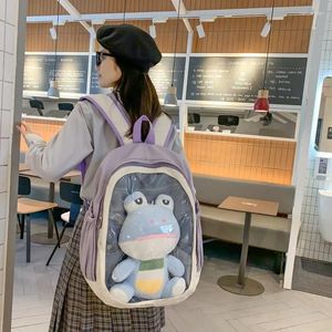 Schulbeutel Schoolbag Girls Harajuku Einfache transparente Kinder Spielzeug Umhängetasche Primäre junge Junior High -Schüler Rücken