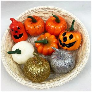 装飾的な花1PCSミニ人工野菜シミュレーションフェスティバルハロウィーン感謝祭のハウスキッチン装飾用の発泡スチロールカボチャ