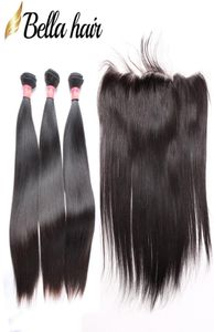 Peruvian Hair Bundles With 13X4 Lace Frontal Closure Silky Straight Weaves1736228