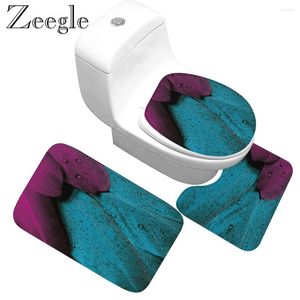 Badmatten Zeegle 3pcs Matte Set Anti-Rutsch-Badezimmer Teppich Teppich absorbierender Innenflur waschbar