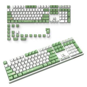 الملحقات 129 مفاتيح Keys Green Frog Keycaps OEM Profile 12mm PBT Keycap لـ 61/87/104/108 تخطيط مفاتيح المفاتيح الميكانيكية المفاتيح