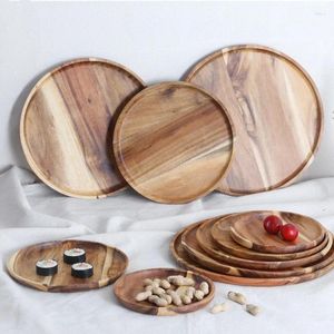 Plates Tea Tray Fruit Plate Wooden Tableware Solid Wood For Snack Dish Bowl Trays Serving Dry Kitchen Dining Bar Home