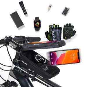 Bolsa de bicicleta Wild Man 5.5-6,6 polegadas Bolsa de telefonia à prova d'água Bolsa frontal Bolsa sensível Tela de toque MTB BAG ROAD ACESSÓRIOS