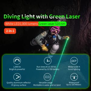 Archon J2 Diving Led светодиодный фонарик Cre 1000lm Forch Light под водой 100 м по перезарядке 21700 5100 мАч батарея для самообороны