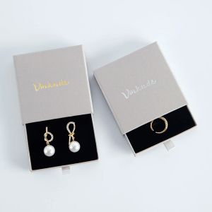 Graue Papierverpackungsschachtel High-End Custom Luxury Jewerly Ohrringe Halsketten Armbänder Organisator Fall Box Bestes Geschenk für Frauen