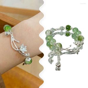 Bracelets de charme estilo chinês moda de miçangas antigas pulseira de lótus bambu vintage junta para mulheres criativas para joias de mãos presentes