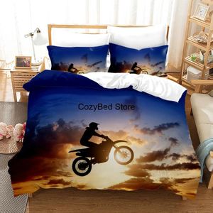 Bettwäsche -Sets Motorrad -Rennsport -Set für das Geschenk zu Hause Textil 2/3 Teile Deckung Duvet Luxus Bettdecke